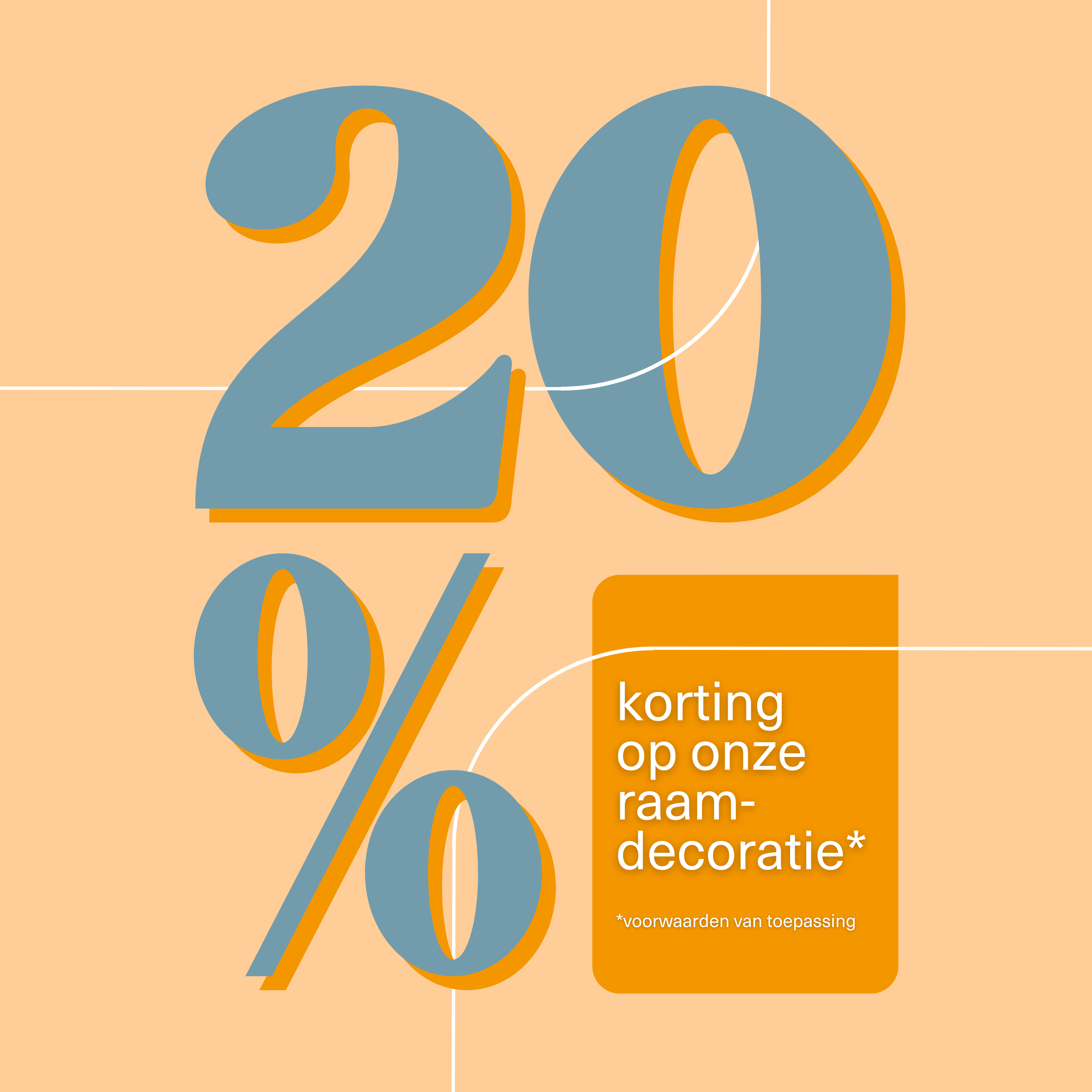 20% korting op raamdecoratie